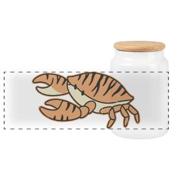 Orange Crab Striped Cartoon Tiger Stripes - Panoramic Cookie Jar with Wooden Lid - white - Front