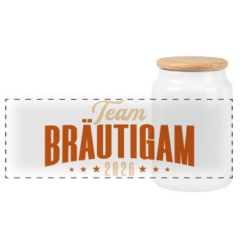 Enterrement de vie de garçon du Marié de l’équipe 2026 - Boîte à biscuits avec couvercle en bois - blanc - Devant