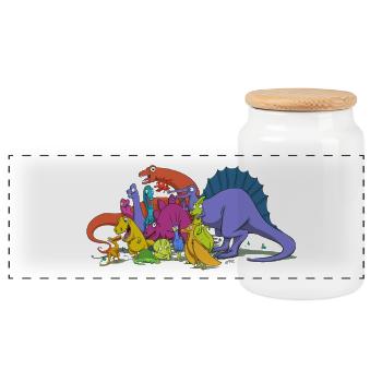 Dinosaurs are all friends - Boîte à biscuits avec couvercle en bois - blanc - Devant