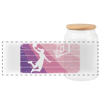 Basketball Mädchen Basketballerin Frauen - Panorama Keksdose mit Holzdeckel - Weiß - Vorne