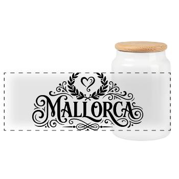 Mallorca Herz - Panorama Keksdose mit Holzdeckel - Weiß - Vorne