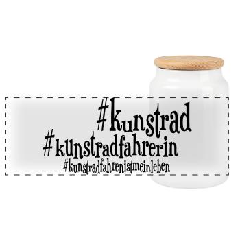 Kunstrad, Kunstradfahren, Hallenradsport - Panorama Keksdose mit Holzdeckel - Weiß - Vorne