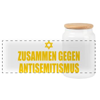 Zusammen Gegen antisemitismus  - Panorama Keksdose mit Holzdeckel - Weiß - Vorne