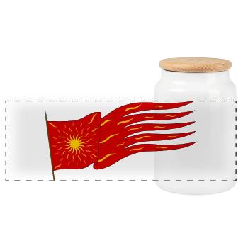 Drapeau rouge Oriflamme - Boîte à biscuits avec couvercle en bois - blanc - Devant