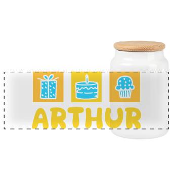 Arthur as a gift - Panoramic Cookie Jar with Wooden Lid - white - Front