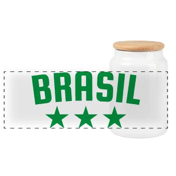 Brésil 3 étoiles Design Green - Boîte à biscuits avec couvercle en bois - blanc - Devant