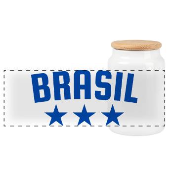 Brésil 3 étoiles Design Blue - Boîte à biscuits avec couvercle en bois - blanc - Devant