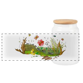 Fleur - Boîte à biscuits avec couvercle en bois - blanc - Devant