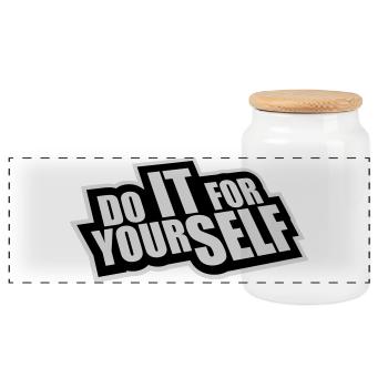 Do It For Yourself Inspirierend Selbstliebe Zitat - Panorama Keksdose mit Holzdeckel - Weiß - Vorne