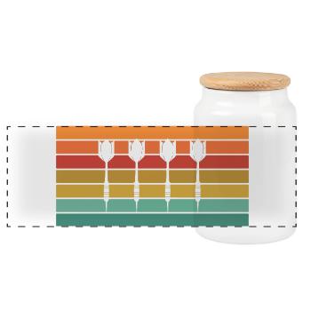 Fléchettes - Boîte à biscuits avec couvercle en bois - blanc - Devant
