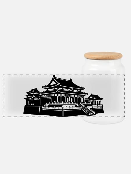 Verbotene Stadt Kaiserpalast Peking - Panorama Keksdose mit Holzdeckel - Weiß