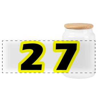27 Number Symbol - Panoramic Cookie Jar with Wooden Lid - white - Front