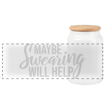 Maybe Swearing Will Help Sarkastisch Spruch Grafik - Panorama Keksdose mit Holzdeckel - Weiß - Vorne