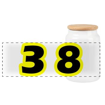 38 Number symbol - Panoramic Cookie Jar with Wooden Lid - white - Front