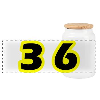 36 Symbole numérique - Boîte à biscuits avec couvercle en bois - blanc - Devant