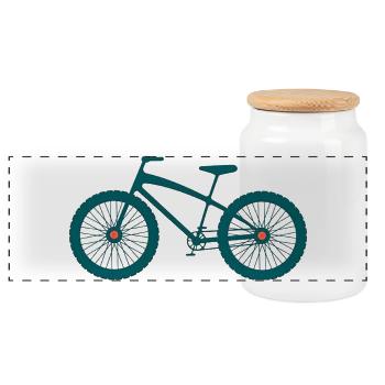 Conception de silhouettes de VTT - Boîte à biscuits avec couvercle en bois - blanc - Devant