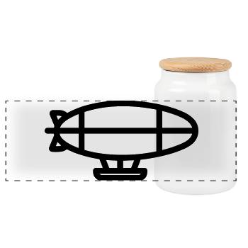 Airship - Panoramic Cookie Jar with Wooden Lid - white - Front