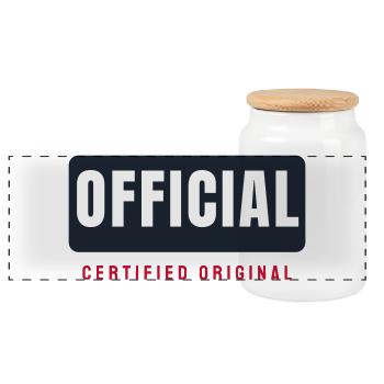 Official Lettering Bar - Official Team - Panoramic Cookie Jar with Wooden Lid - white - Front
