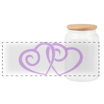 Double Hearts in Love Line Art - Panoramic Cookie Jar with Wooden Lid - white - Front