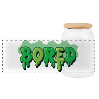 Graffiti Bored Slime Font - Panoramic Cookie Jar with Wooden Lid - white - Front