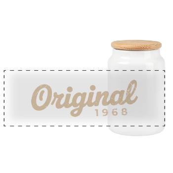 Geburtstagsgeschenk 1968 | Geboren 1968 - Panorama Keksdose mit Holzdeckel - Weiß - Vorne