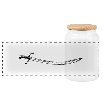 fencing fights floret sword parry samurai20 - Panoramic Cookie Jar with Wooden Lid - white - Front
