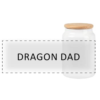 Père dragon minimaliste, dragon barbu drôle - Boîte à biscuits avec couvercle en bois - blanc - Devant