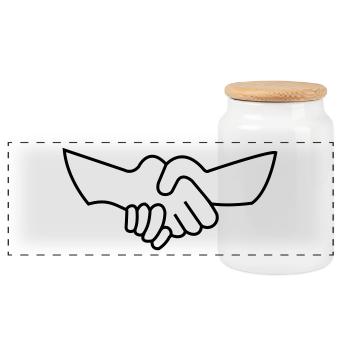 Poignée mains affaires commerce partenaire cadeau - Boîte à biscuits avec couvercle en bois - blanc - Devant