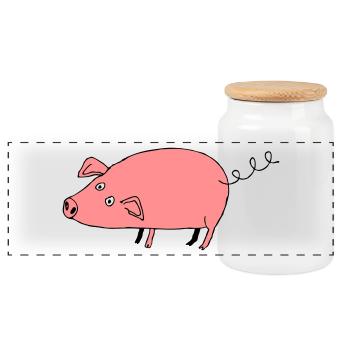 Schwein roz3 - Panorama Keksdose mit Holzdeckel - Weiß - Vorne