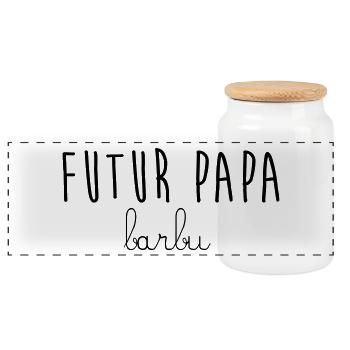 FUTUR PAPA BARBU - Boîte à biscuits avec couvercle en bois - blanc - Devant