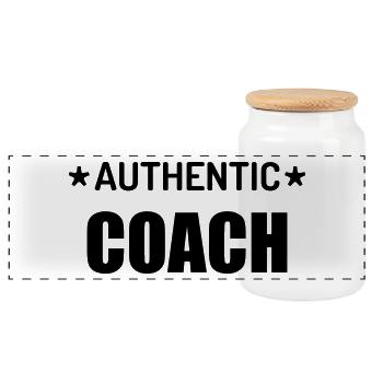Coach Coaching Trainer Sport Entraineur Team - Panoramic Cookie Jar with Wooden Lid - white - Front