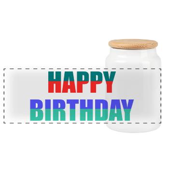 JAHRESTAG. ALLES GUTE ZUM GEBURTSTAG!. ALLES GUTE ZUM GEBURTSTAG!. - Panorama Keksdose mit Holzdeckel - Weiß - Vorne