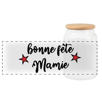 MAMIE. FÊTE DES MÈRES. BONNE FÊTE MAMIE. JE T'AIME - Boîte à biscuits avec couvercle en bois - blanc - Devant