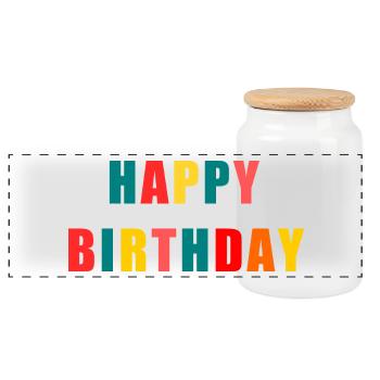 ALLES GUTE ZUM GEBURTSTAG. ALLES GUTE ZUM GEBURTSTAG. JAHRESTAG. - Panorama Keksdose mit Holzdeckel - Weiß - Vorne