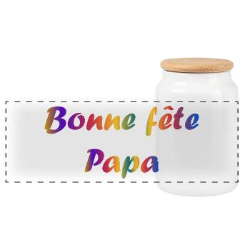 FÊTE DES PÈRES. BONNE FÊTE PAPA. PAPA. BONNE FÊTE - Boîte à biscuits avec couvercle en bois - blanc - Devant