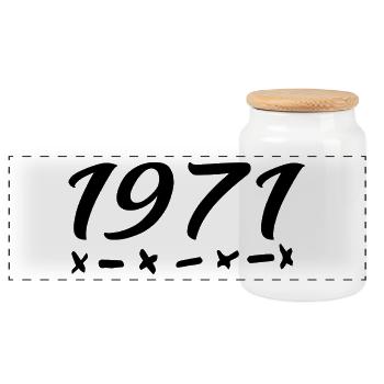 1971 Born - 54th Birthday 1971 Legend 1971 - Panoramic Cookie Jar with Wooden Lid - white - Front