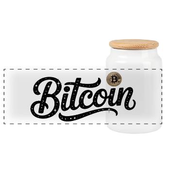 Bitcoin - Cool Finance Logo - Panorama Keksdose mit Holzdeckel - Weiß - Vorne