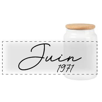 1971 Birthday June 1971 Gift June 1971 - Panoramic Cookie Jar with Wooden Lid - white - Front