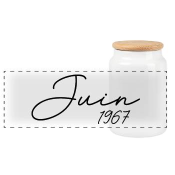 1967 Anniversaire Juin 1967 cadeau Juin 1967  - Boîte à biscuits avec couvercle en bois - blanc - Devant