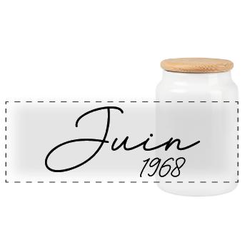 Geburtstag 1968 Juni 1968 Geschenk Juni 1968 - Panorama Keksdose mit Holzdeckel - Weiß - Vorne