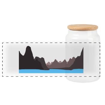 mysterious landscape with mountains and lake - Panoramic Cookie Jar with Wooden Lid - white - Front