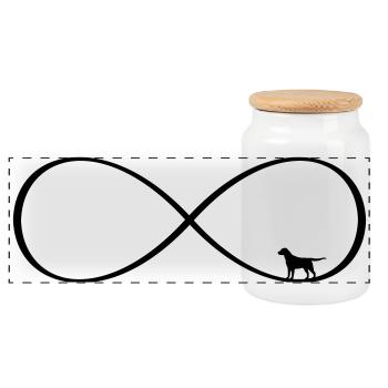 Hund Unendliche Liebe - Hundedesign - Panorama Keksdose mit Holzdeckel - Weiß - Vorne