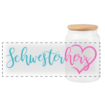 sis - Panoramic Cookie Jar with Wooden Lid - white - Front