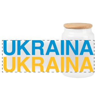 UKRAINA Ukrainian Flag Ukraine Flagge - Panoramic Cookie Jar with Wooden Lid - white - Front