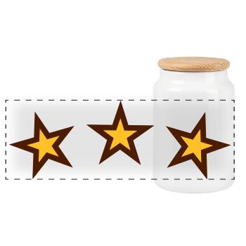 star stars starlets - Panoramic Cookie Jar with Wooden Lid - white - Front