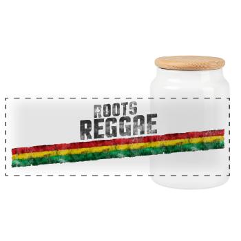 Roots Reggae Gradient Design - Panoramic Cookie Jar with Wooden Lid - white - Front