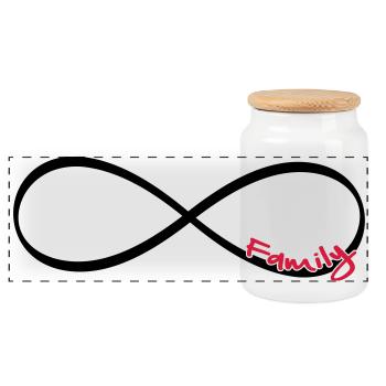 Infinity Sign Family Gift Love - Panoramic Cookie Jar with Wooden Lid - white - Front