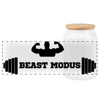 culturiste, musculation,fitness,entraînement,bête - Boîte à biscuits avec couvercle en bois - blanc - Devant