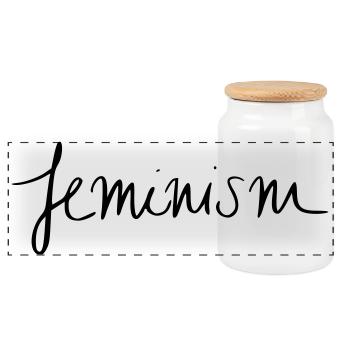 féminisme - Boîte à biscuits avec couvercle en bois - blanc - Devant