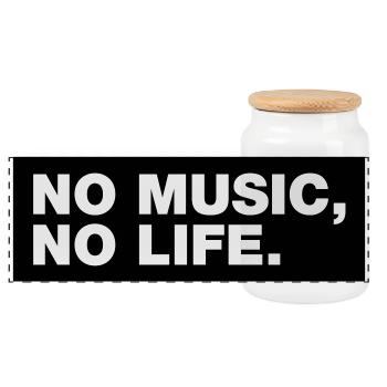 No Music No Life - Panoramic Cookie Jar with Wooden Lid - white - Front